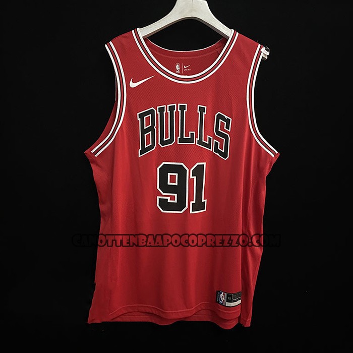 Canotte Chicago Bulls Dennis Rodman NO 91 Icon Autentico Rosso